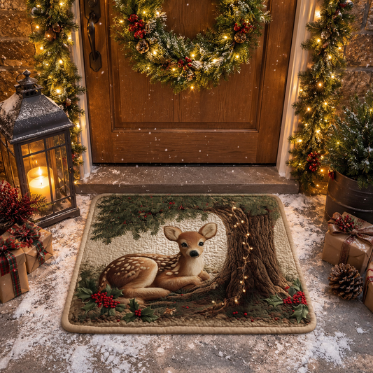 Cute Deer Woodland Quilted Christmas Gate Doormat