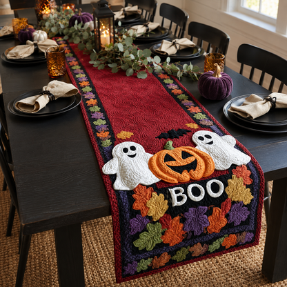 Cute Ghosts Pumpkin & BOO Halloween Quilted Table Runner