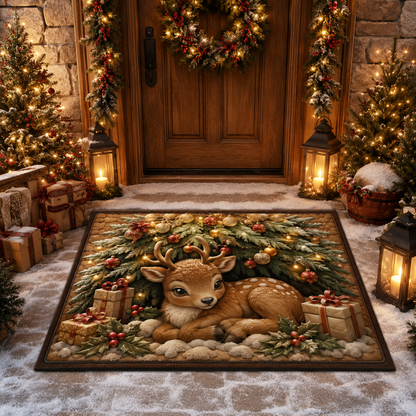 Cute Reindeer Festive Woodland Christmas Gate Doormat