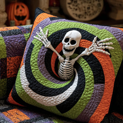 Cute Skeleton Halloween Quilted Pillow Case