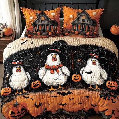 Cute Witch Chicken Halloween Bedding Set