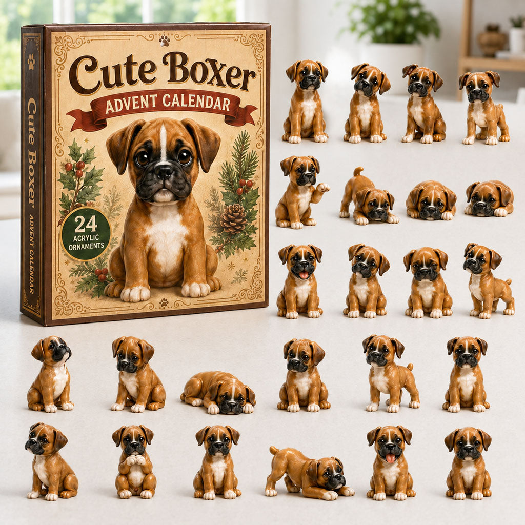 CHRISMAST KICKOFF 40% OFF - Cute Boxer Advent Calendar 2026 - 24-Day Festive Countdown, Acrylic Charms Blind Box - Gift For Boxer Lovers AC0NT178