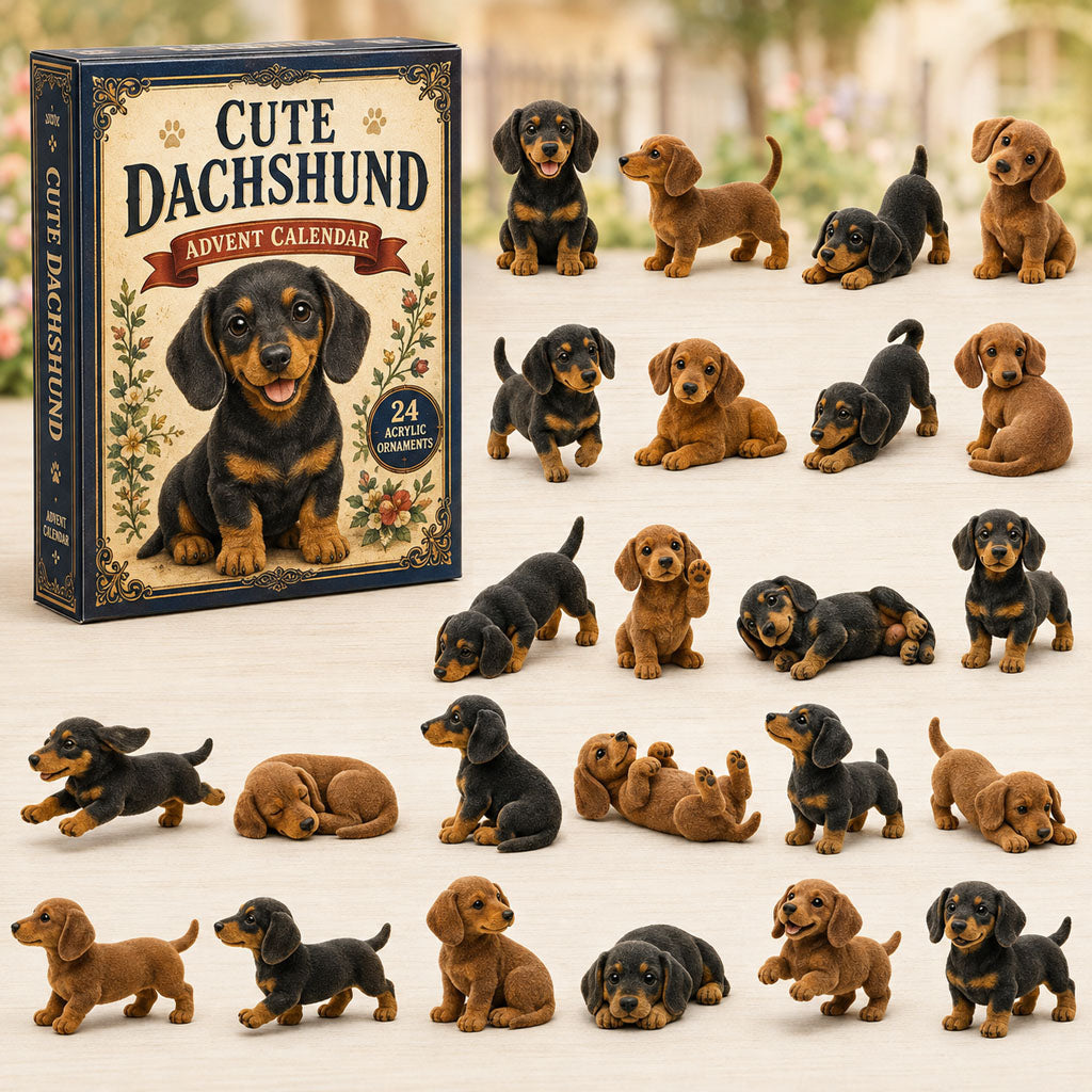 CHRISTMAS KICKOFF 40% OFF - Cute Dachshund Advent Calendar 2026 - 24-Day Festive Countdown, Acrylic Charms Blind Box - Gift For Dog Lovers AC0TM235