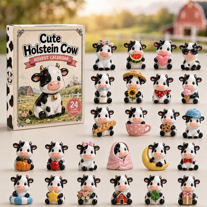 CHRISMAST KICKOFF 40% OFF - Cute Holstein Cow Advent Calendar 2026 - 24-Day Festive Countdown, Acrylic Charms Blind Box - Gift For Cow Lovers AC0HA161
