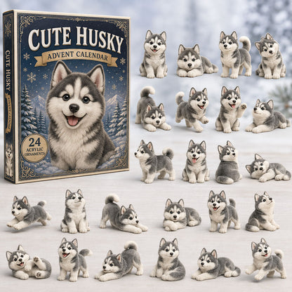 CHRISTMAS KICKOFF 40% OFF - Cute Husky Advent Calendar 2026 - 24-Day Festive Countdown, Acrylic Charms Blind Box - Gift For Dog Lovers AC0TM240