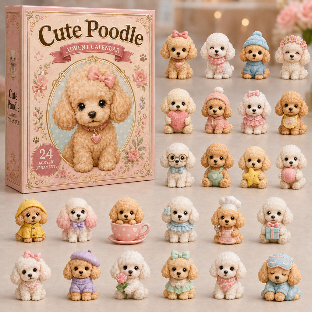 CHRISTMAS KICKOFF 40% OFF - Cute Poodle Advent Calendar 2026 - 24-Day Festive Countdown, Acrylic Charms Blind Box - Gift For Poodle Lovers AC0NT037