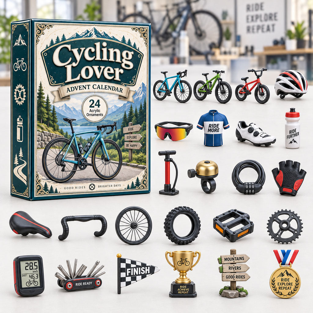 CHRISTMAS KICKOFF 40% OFF - Cycling Lover Advent Calendar 2026 - 24-Day Festive Countdown, Acrylic Charms Blind Box - Gift For Outdoor Hobby Lovers AC0HA253