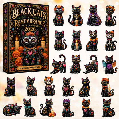 DAY OF THE DEAD KICKOFF 40% OFF - Black Cats of Remembrance Advent Calendar 2026 - 24-Day Festive Countdown, Acrylic Charms Blind Box - Gift For Family & Friends AC0HT460