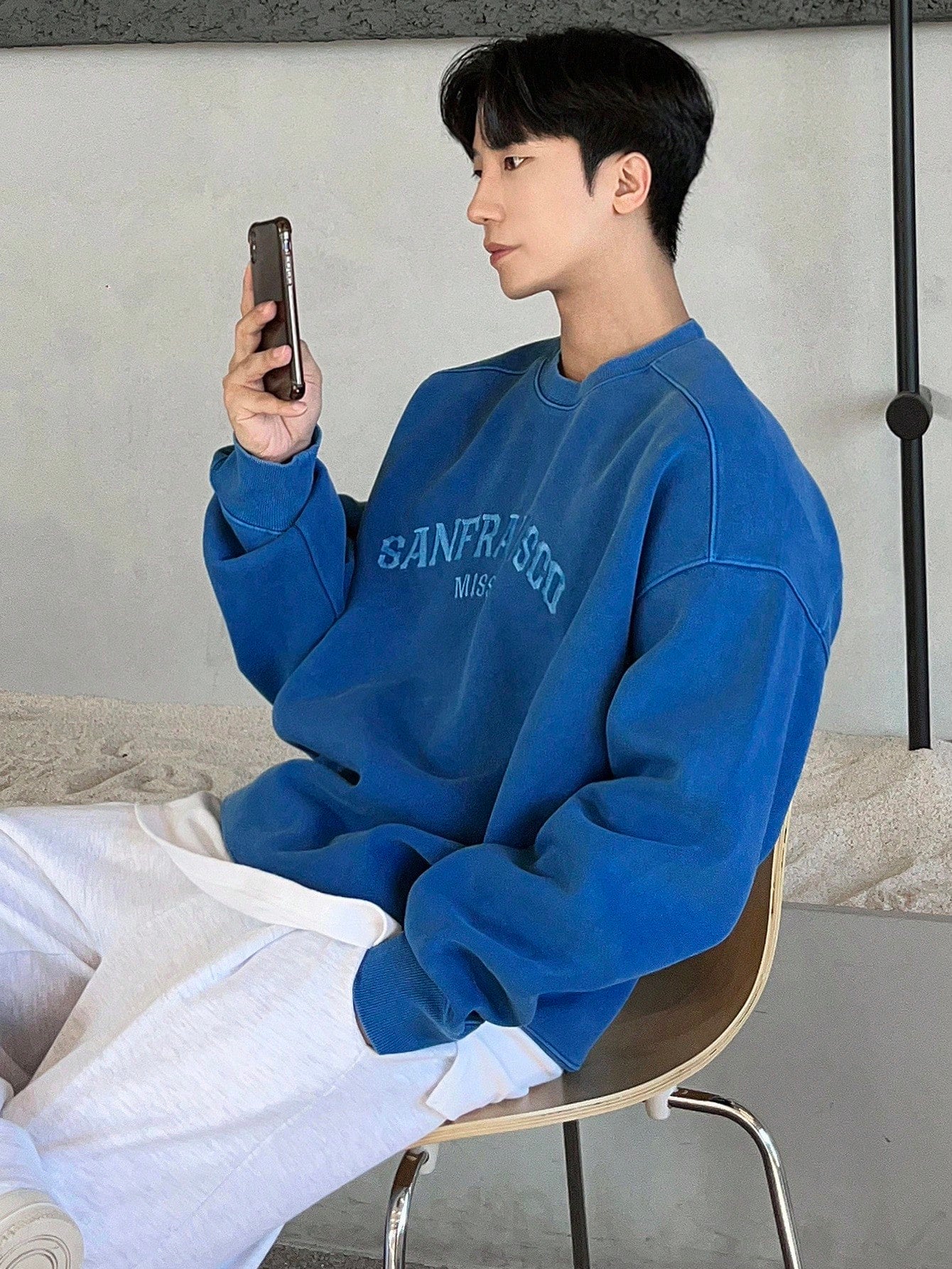 Men’s Autumn Letter Embroidery Pullover Baggy Sweatshirt