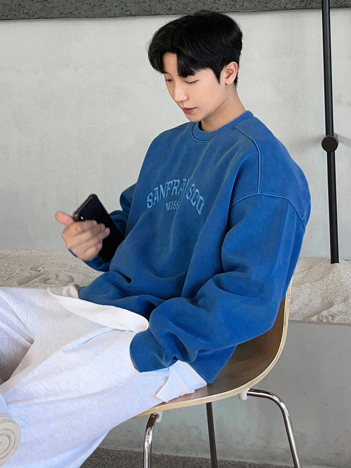 Men’s Autumn Letter Embroidery Pullover Baggy Sweatshirt