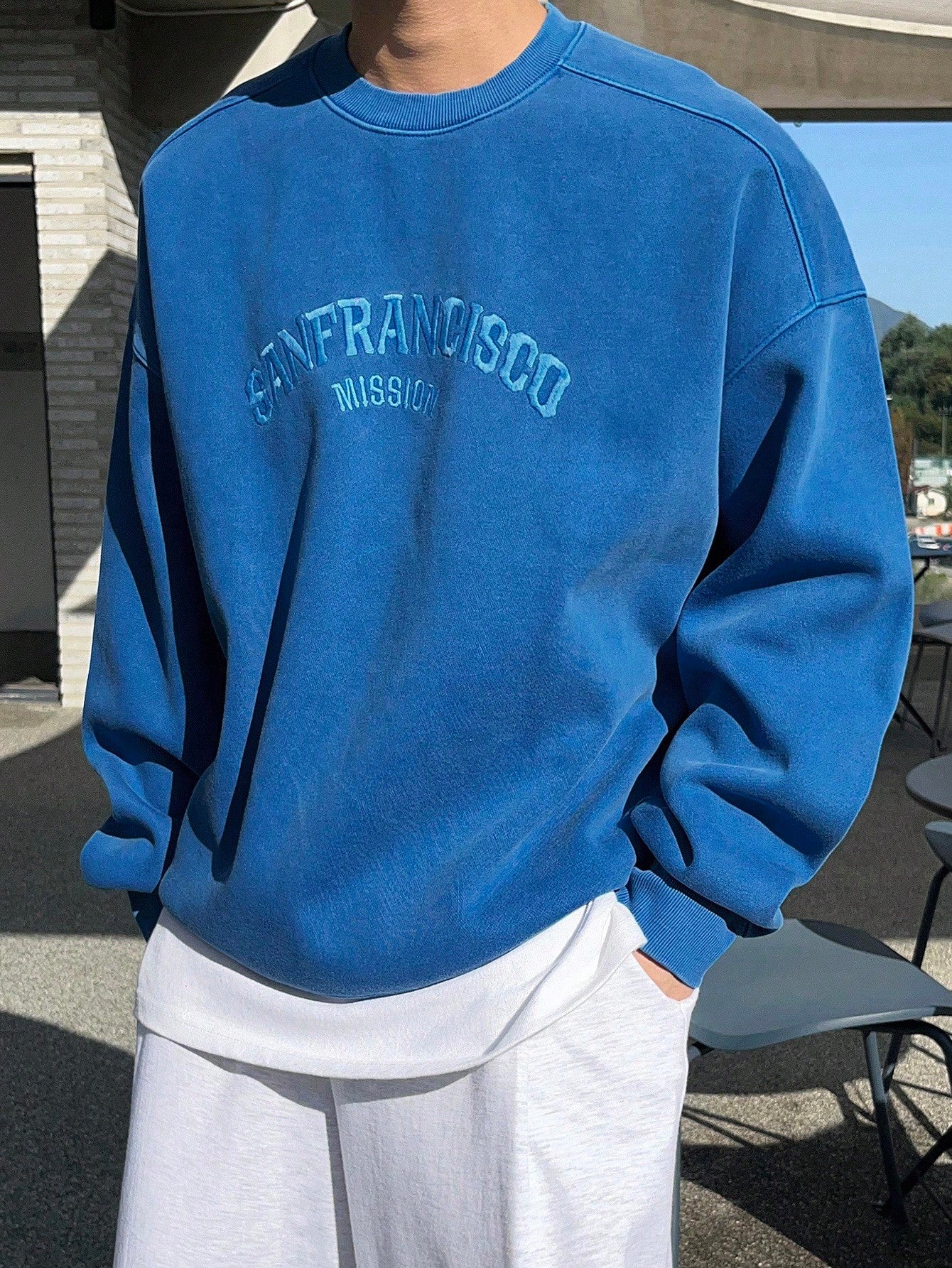 Men’s Autumn Letter Embroidery Pullover Baggy Sweatshirt