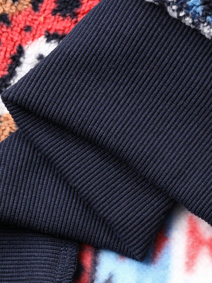 Men’s Geometric Pattern Fleece Pullover Sweatshirt