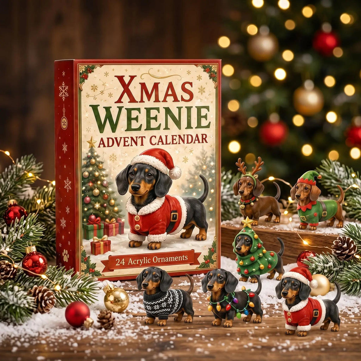 Dachshund Advent Calendar: 24 Festive Weenie Ornaments