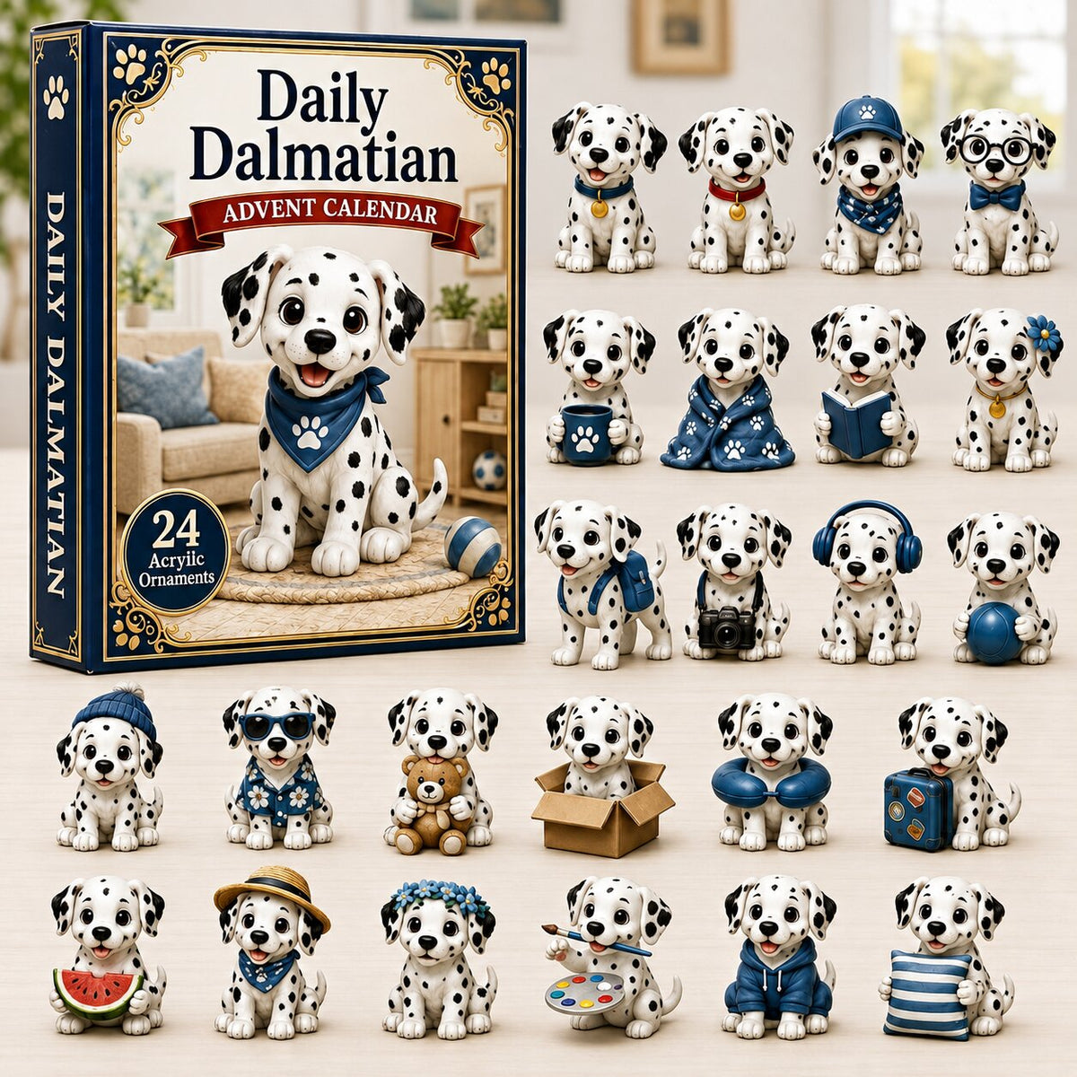 CHRISTMAS KICKOFF 40% OFF - Daily Dalmatian Advent Calendar 2026 - 24-Day Festive Countdown, Acrylic Charms Blind Box - Gift For Dog Lovers
