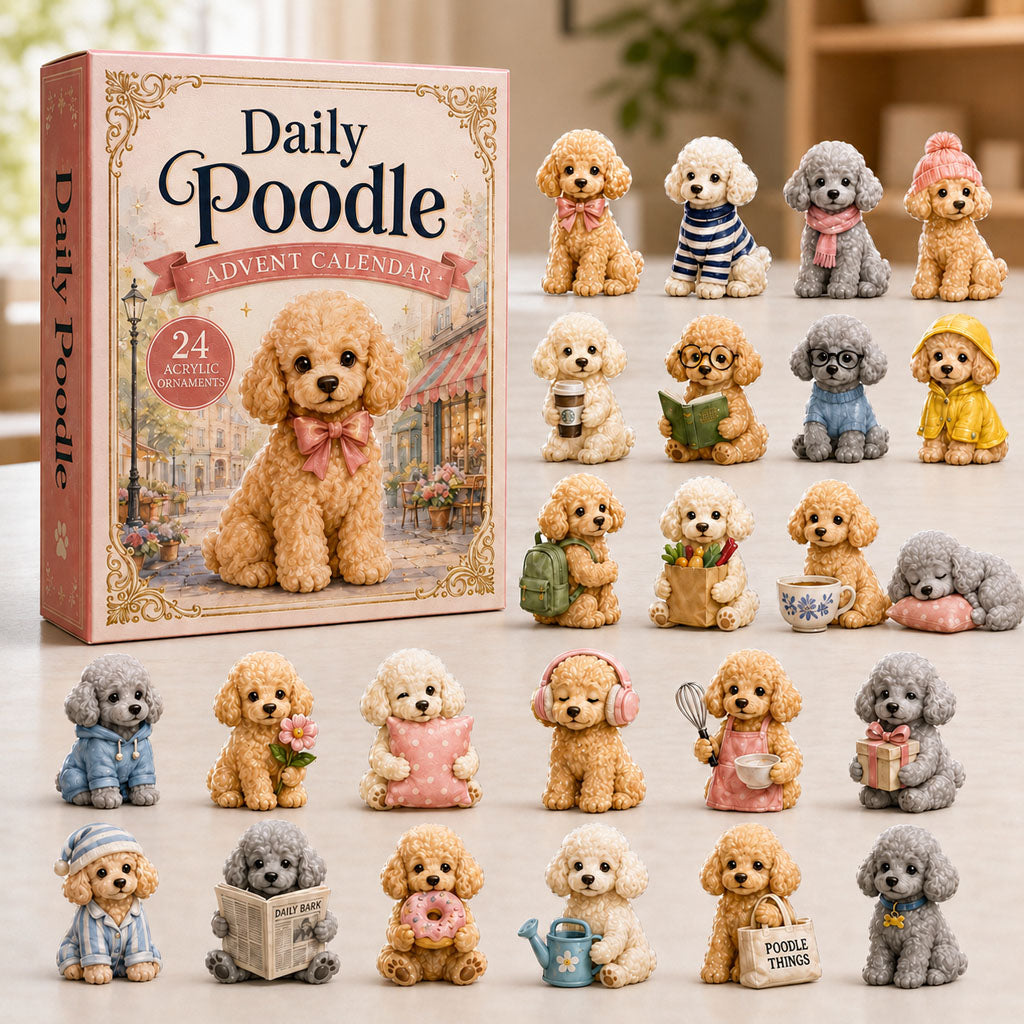 CHRISTMAS KICKOFF 40% OFF - Daily Poodle Advent Calendar 2026 - 24-Day Festive Countdown, Acrylic Charms Blind Box - Gift For Poodle Lovers AC0NT038
