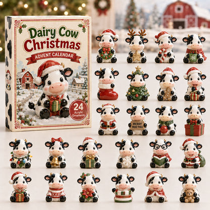 CHRISMAST KICKOFF 40% OFF - Dairy Cow Christmas Advent Calendar 2026 - 24-Day Festive Countdown, Acrylic Charms Blind Box - Gift For Cow Lovers AC0HA162