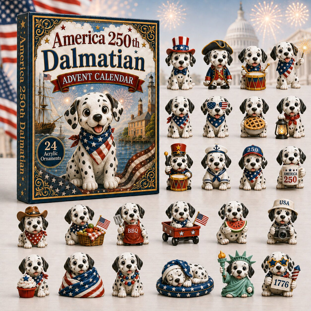 CHRISTMAS KICKOFF 40% OFF - Dalmatian Advent Calendar 2026 - 24-Day Festive Countdown, Acrylic Charms Blind Box - Gift For Dog Lovers