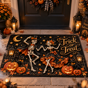 Dancing Skeleton Trick or Treat Halloween Doormat Outdoor Rug Decor