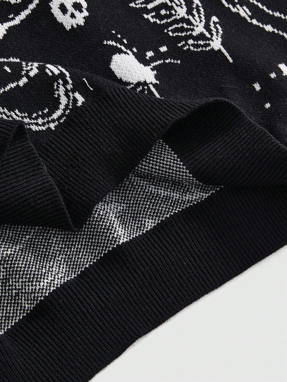 Dark Gothic Cat Skull Star Moon Plus Sweater