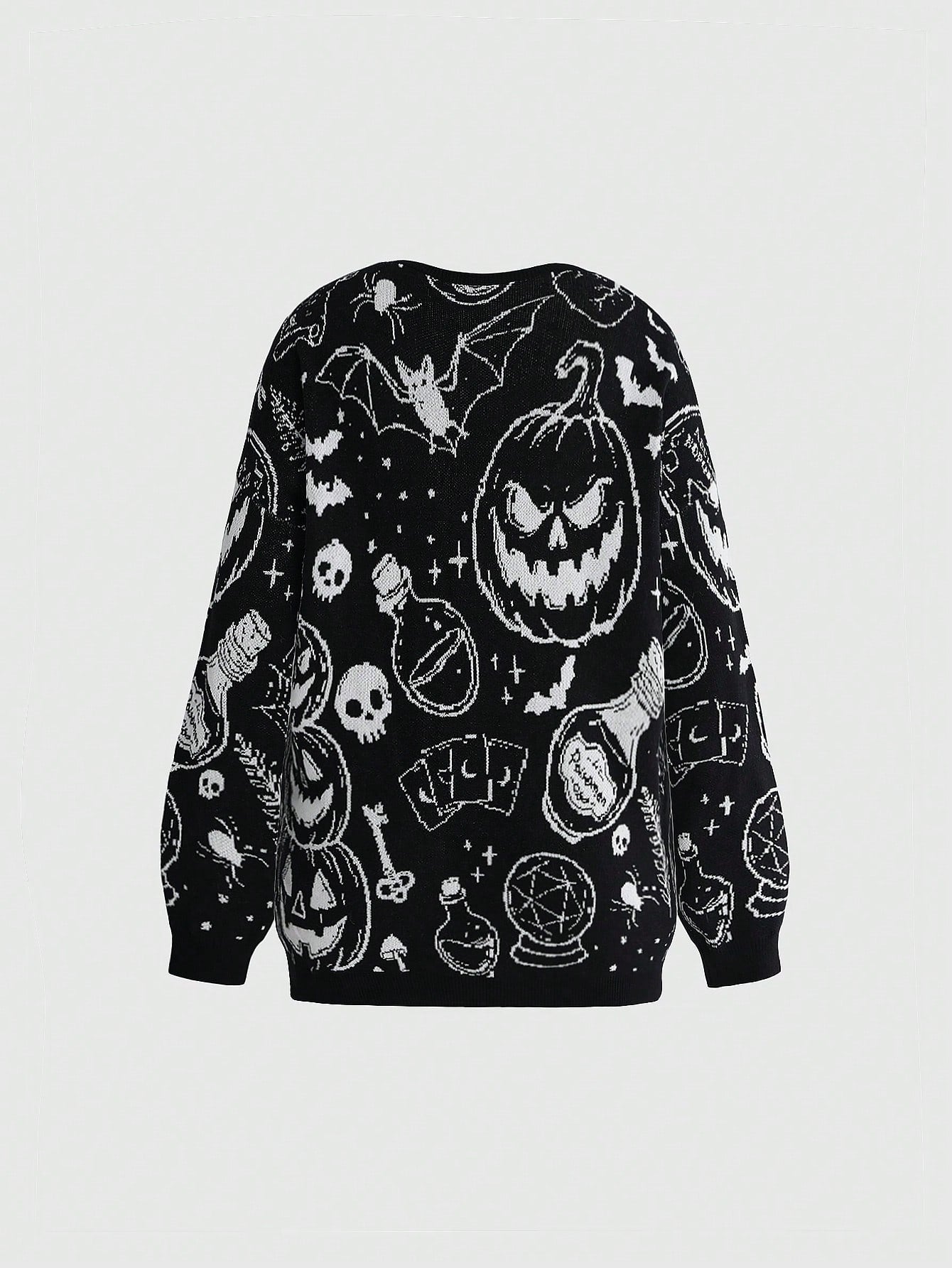 Dark Gothic Cat Skull Star Moon Plus Sweater