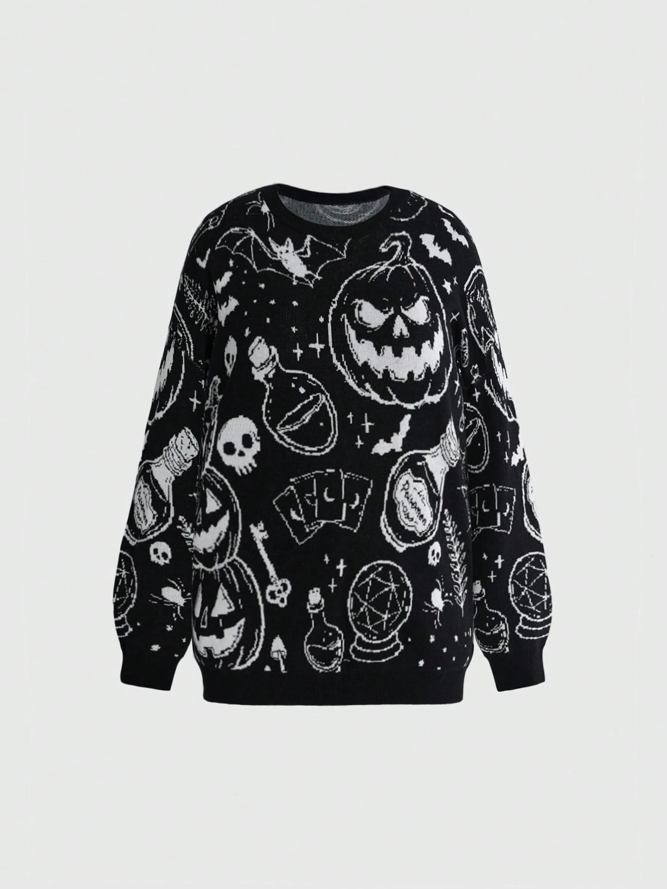 Dark Gothic Cat Skull Star Moon Plus Sweater