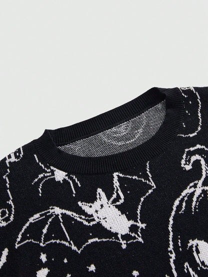 Dark Gothic Cat Skull Star Moon Plus Sweater