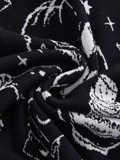 Dark Gothic Cat Skull Star Moon Plus Sweater