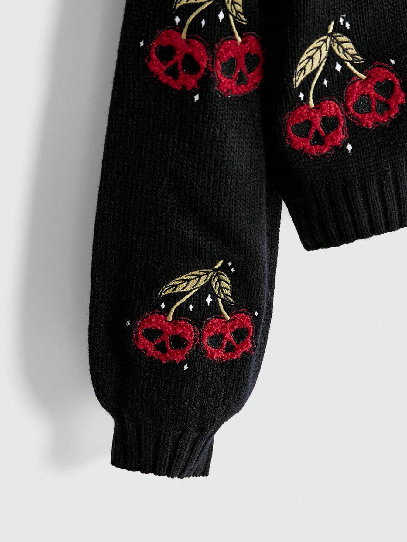 Dark Gothic Cherry Skull Loose Knit Cardigan