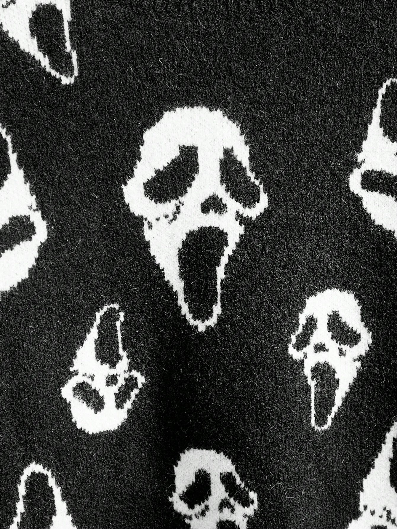 Dark Gothic Ghost Face Distressed Sweater