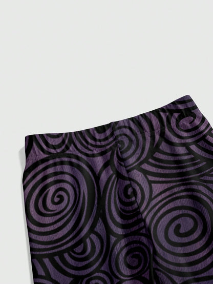 Dark Gothic Purple Swirl Tight Leggings