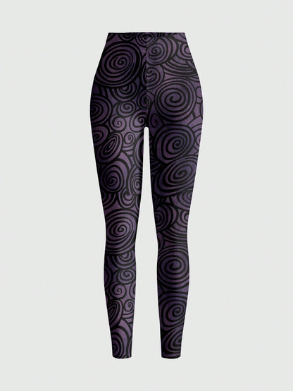 Dark Gothic Purple Swirl Tight Leggings