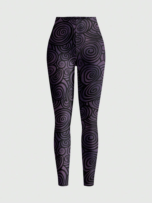 Dark Gothic Purple Swirl Tight Leggings
