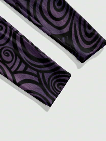 Dark Gothic Purple Swirl Tight Leggings