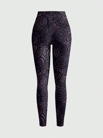 Dark Gothic Purple Swirl Tight Leggings