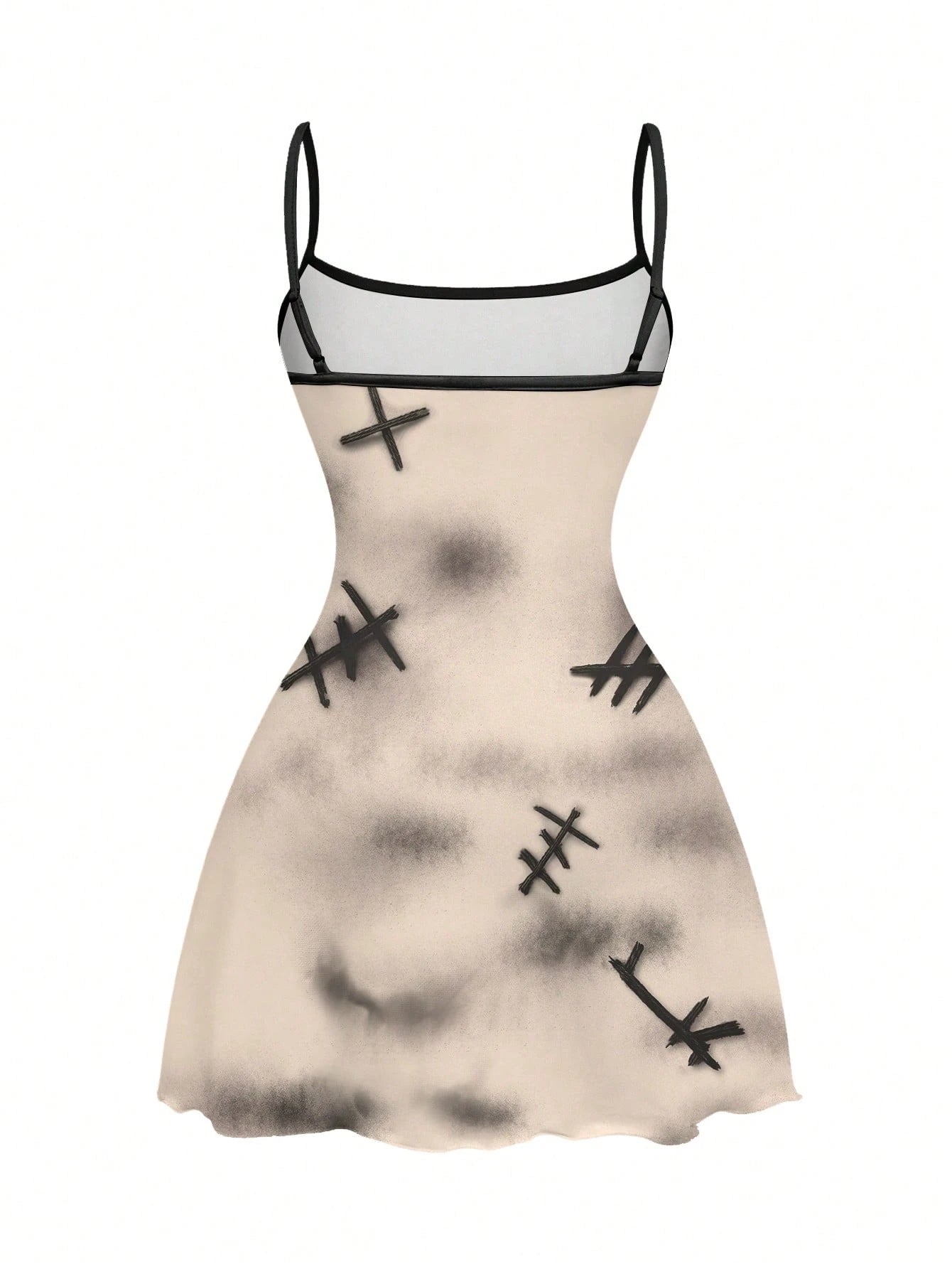 Dark Gothic Skull Halloween Mini Dress