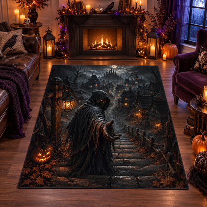 Dark Reaper Spooky Village Halloween Area Rug