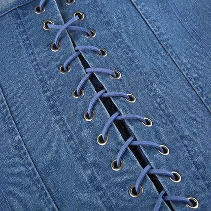 Denim Strapless Corset Top