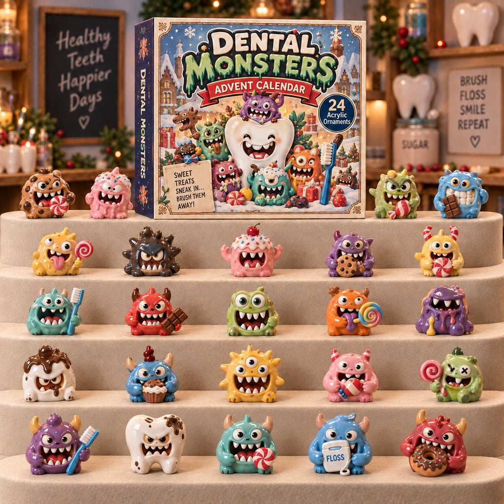 CHRISTMAS KICKOFF 40% OFF - Dental Monsters Advent Calendar 2026 - 24-Day Festive Countdown, Acrylic Charms Blind Box - Gift For Dentist Lovers AC0TM340