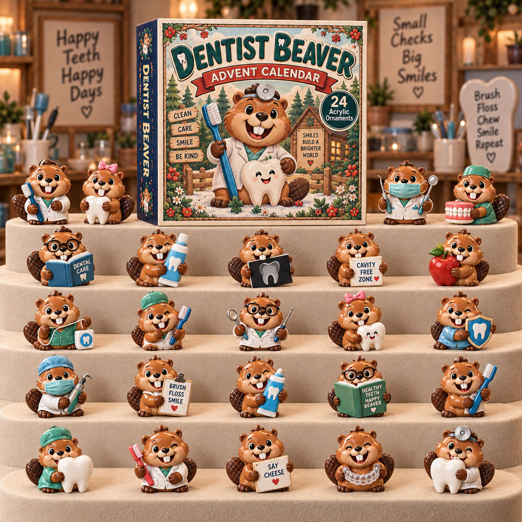 CHRISTMAS KICKOFF 40% OFF - Dentist Beaver Advent Calendar 2026 - 24-Day Festive Countdown, Acrylic Charms Blind Box - Gift For Dentist Lovers AC0TM341