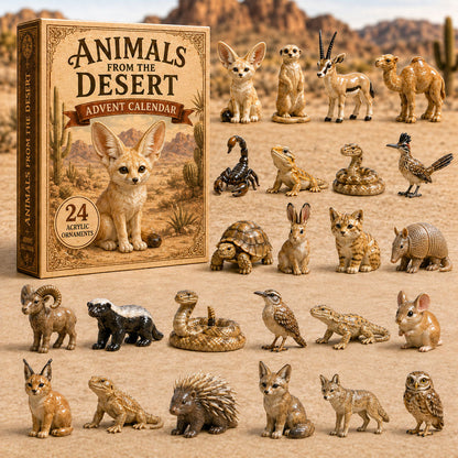 CHRISMAST KICKOFF 40% OFF - Desert Animals Life Advent Calendar 2026 - 24-Day Festive Countdown, Acrylic Charms Blind Box - Gift For Animal Lovers AC0TM196