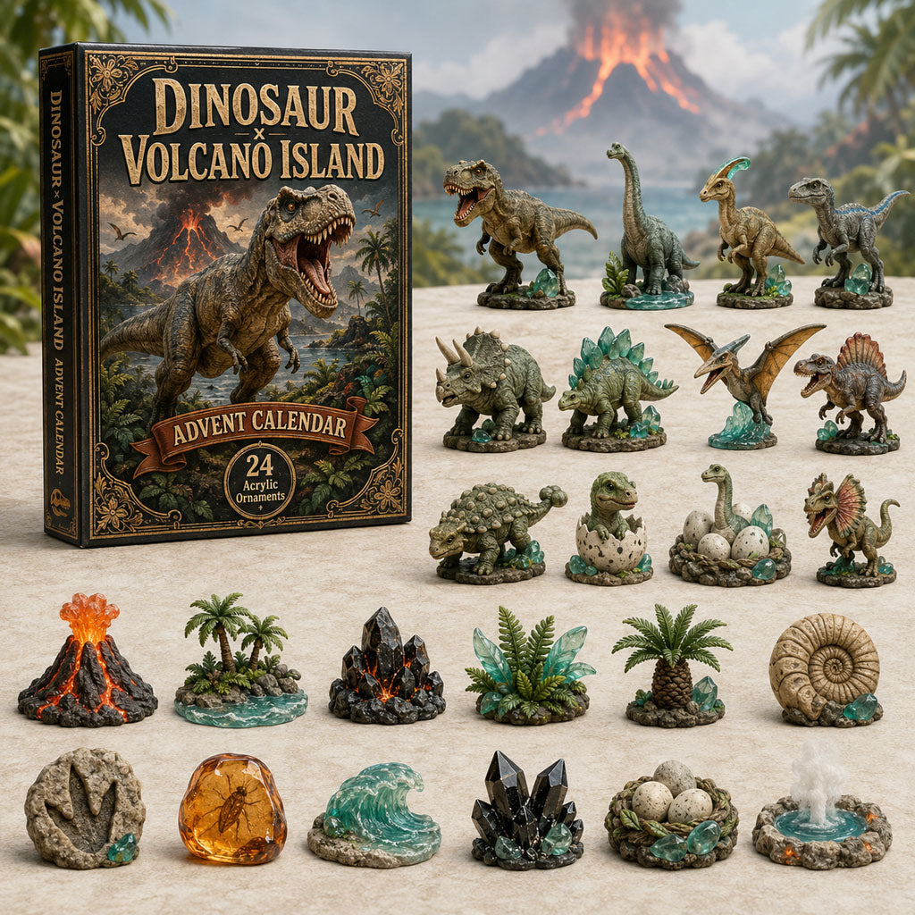 CHRISMAST KICKOFF 40% OFF - Dinosaur Volcano Island Advent Calendar 2026 - 24-Day Festive Countdown, Acrylic Charms Blind Box - Gift For Dinosaur Lovers AC0TH068