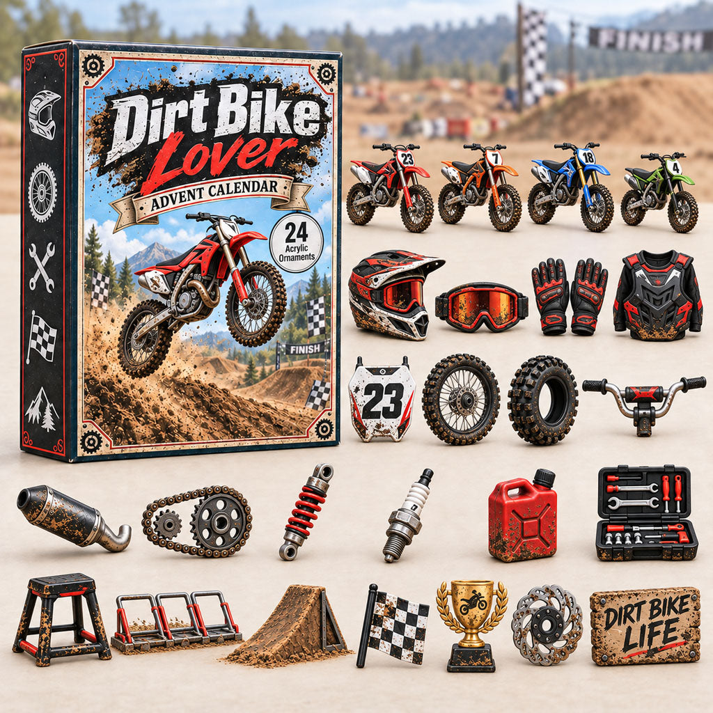 CHRISTMAS KICKOFF 40% OFF - Dirt Bike Lover Advent Calendar 2026 - 24-Day Festive Countdown, Acrylic Charms Blind Box - Gift For Outdoor Hobby Lovers AC0HA254