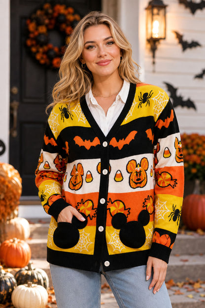 Halloween Icons Stripe Cardigan Trending
