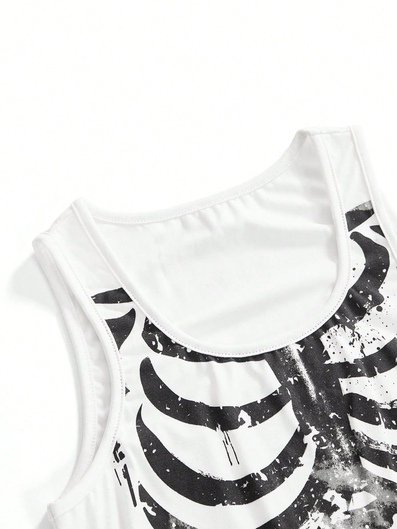 Distressed Skull Print Tank Top