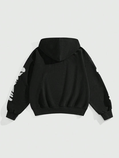 Distressed Streetwear Short Hoodie Men