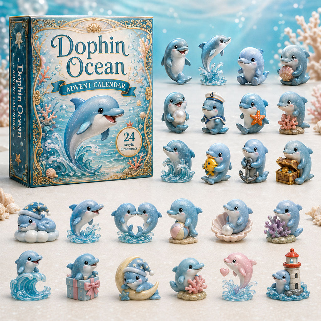 CHRISTMAS KICKOFF 40% OFF - Dolphin Ocean Advent Calendar 2026 - 24-Day Festive Countdown, Acrylic Charms Blind Box - Gift For Ocean Lovers AC0HA015