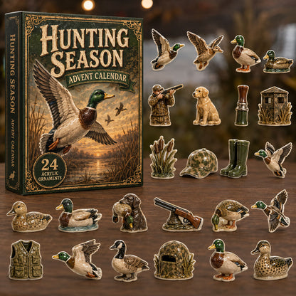CHRISTMAS KICKOFF 40% OFF - Duck Hunting Season Advent Calendar 2026 - 24-Day Festive Countdown, Acrylic Charms Blind Box - Gift For Hunting Lovers