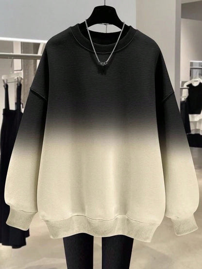 Popular Ombre Regular Fit Women Plus Size Crew Neck Sweatshirt