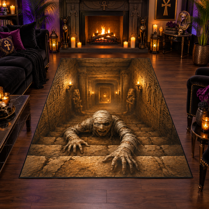 Egyptian Mummy Tomb Halloween Area Rug