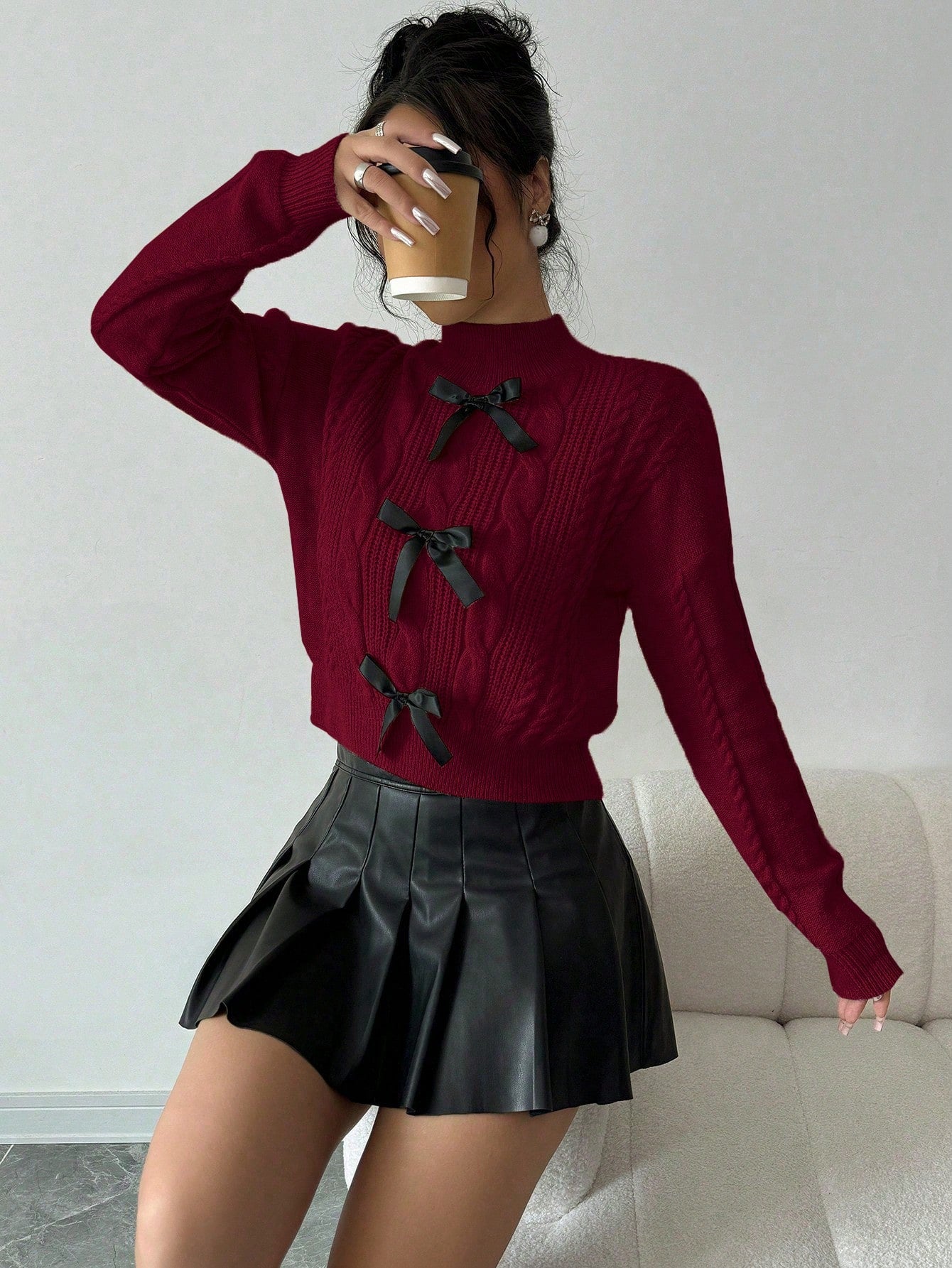 French Bow Knit Soft & Chunky Sweater for Women